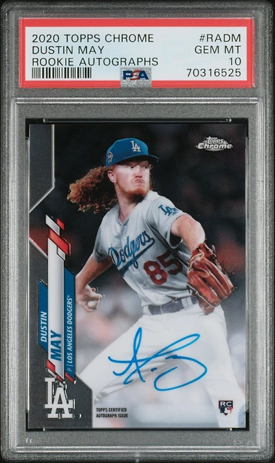 2020 Topps Chrome Rookie Autographs Radm Dustin May PSA 10