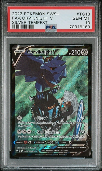 2022 Pokemon Sword & Shield Silver Tempest Tg18 Full Art/corviknight V PSA