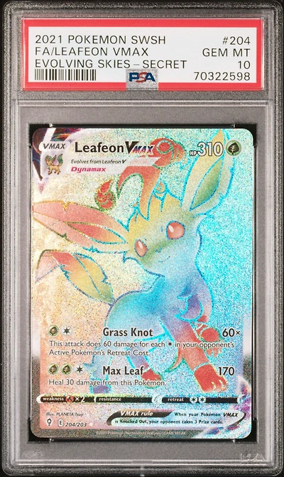 2021 Pokemon Sword & Shield Evolving Skies Fa/leafeon Vmax PSA