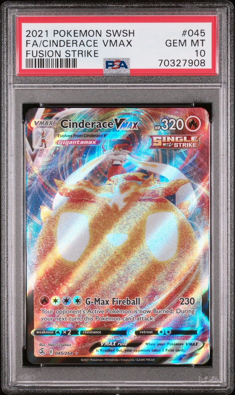 2021 Pokemon Sword & Shield Fusion Strike 045 Full Art/cinderace Vmax PSA 10