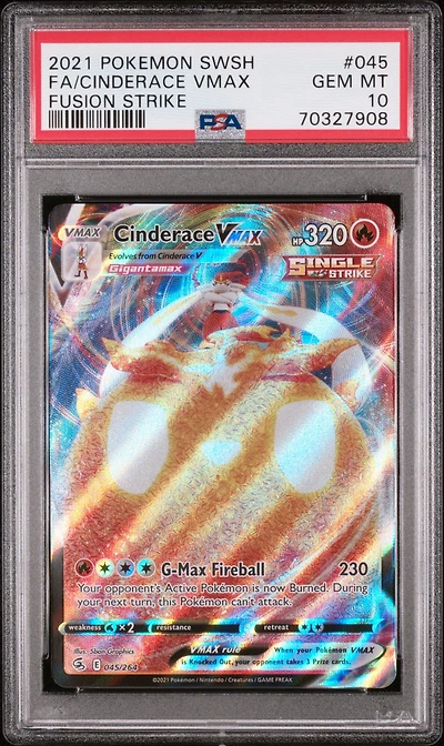 2021 Pokemon Sword & Shield Fusion Strike 045 Full Art/cinderace Vmax PSA 10
