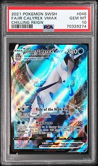 2021 Pokemon Sword & Shield Chilling Reign 046 Full Art/ice Rider Calyrex Vmax PSA