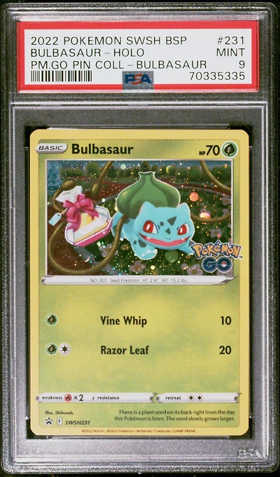 2022 Pokemon Swsh Black Star Promo 231 Bulbasaur-holo Pokemon Go Pin Collection-bulbasaur PSA 9