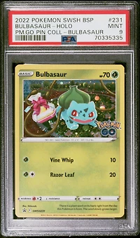 2022 Pokemon Swsh Black Star Promo 231 Bulbasaur-holo Pokemon Go Pin Collection-bulbasaur PSA 9