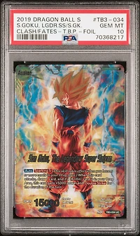 2019 Dragon Ball Super Card Game Themed Booster 3 Clash Of Fates Tb3-034 Son Goku/son Goku, The Legendary Super Saiyan Foil PSA 10