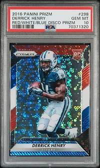 2016 Panini Prizm 298 Derrick Henry Red/white/blue Disco Prizm PSA 10