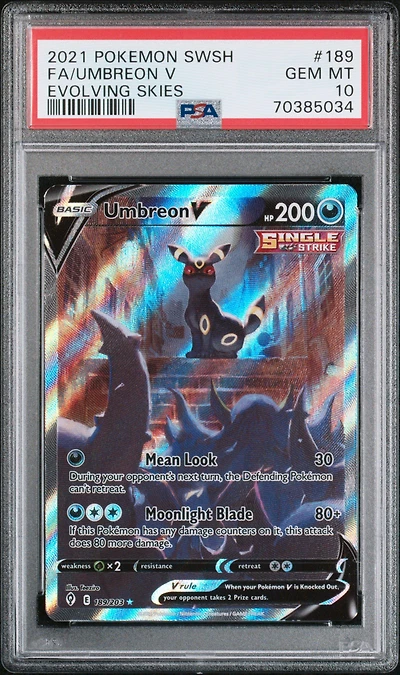 2021 Pokemon Sword & Shield Evolving Skies Full Art/umbreon V PSA