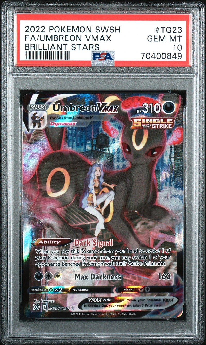 2022 Pokemon Sword & Shield Brilliant Stars Tg23 Full Art/umbreon Vmax PSA