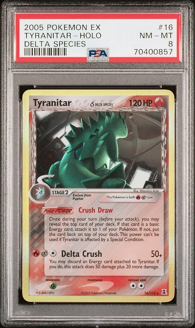 2005 Pokemon Ex Delta Species 16 Tyranitar-holo PSA 8