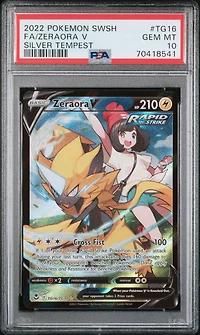 2022 Pokemon Sword & Shield Silver Tempest Tg16 Fa/zeraora V PSA 10