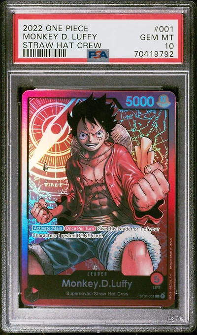 2022 One Piece Starter Deck-straw Hat Crew 001 Monkey D. Luffy PSA 10