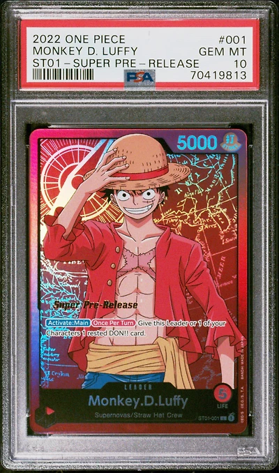 2022 One Piece Starter Deck St01-straw Hat Crew Monkey D. Luffy Super Pre-release PSA 10