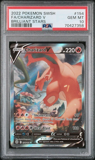 2022 Pokemon Sword & Shield Brilliant Stars Fa/charizard V PSA