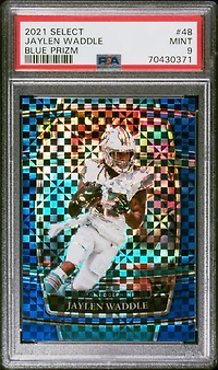 2021 Panini Select 48 Jaylen Waddle Blue Prizm PSA 9