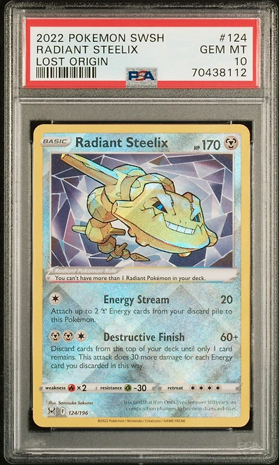2022 Pokemon Sword & Shield Lost Origin 124 Radiant Steelix PSA