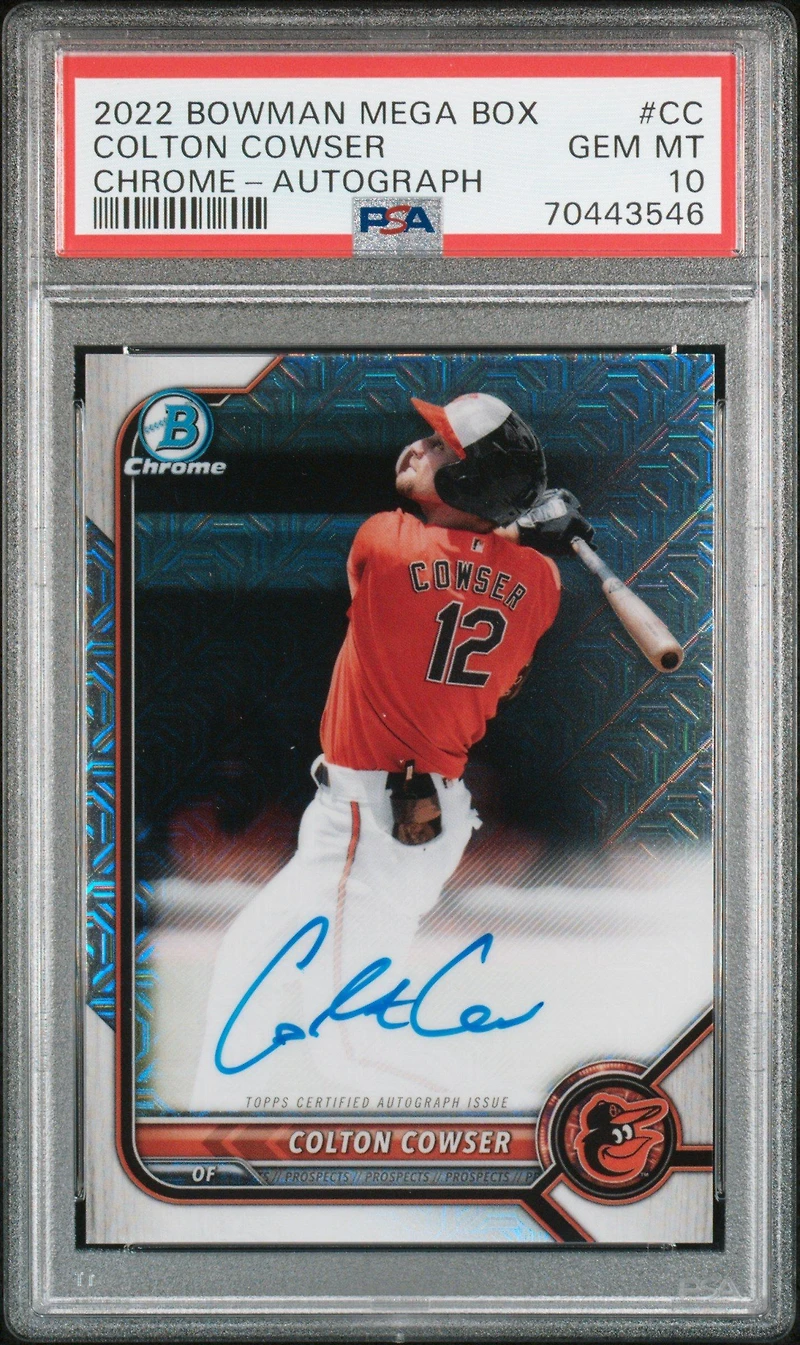 2022 Bowman Mega Box Chrome Autographs Cc Colton Cowser PSA 10