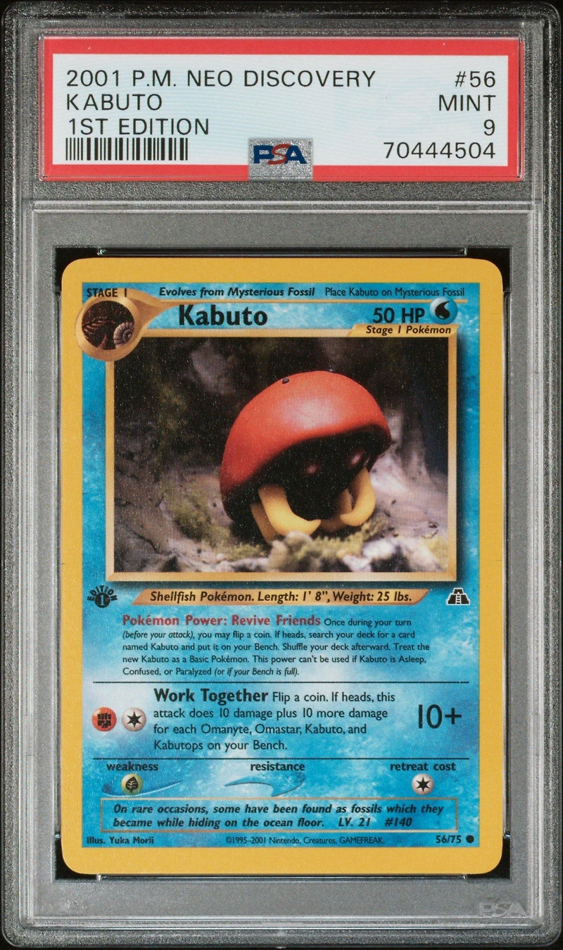 2001 Pokemon Neo Discovery 56 Kabuto 1st Edition PSA