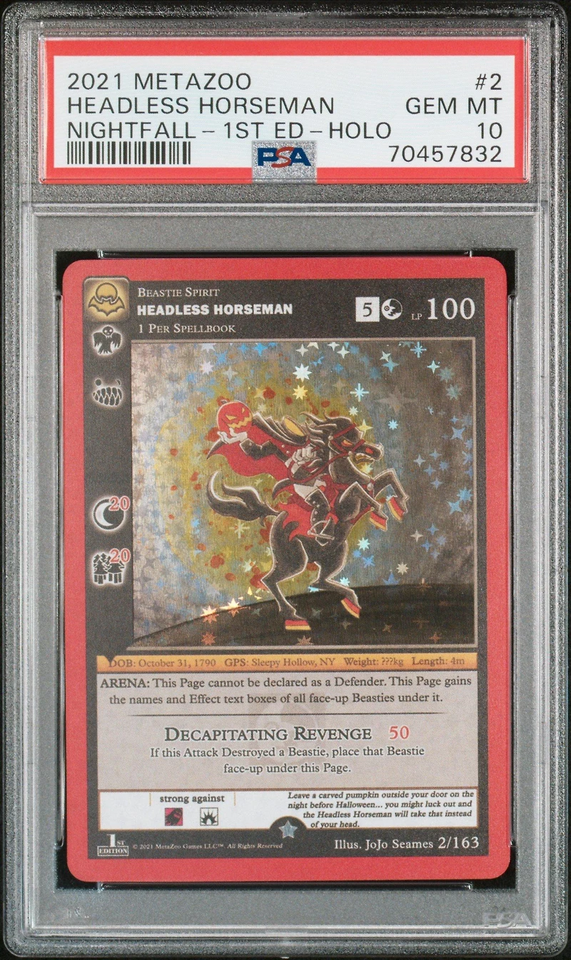 2021 Metazoo Nightfall 2 Headless Horseman-holo 1st Edition PSA 10