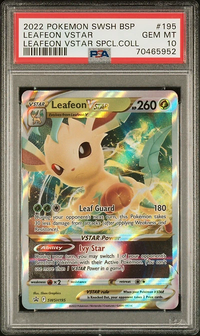 2022 Pokemon Swsh Black Star Promo 195 Leafeon Vstar Leafeon Vstar Special Collection PSA 10