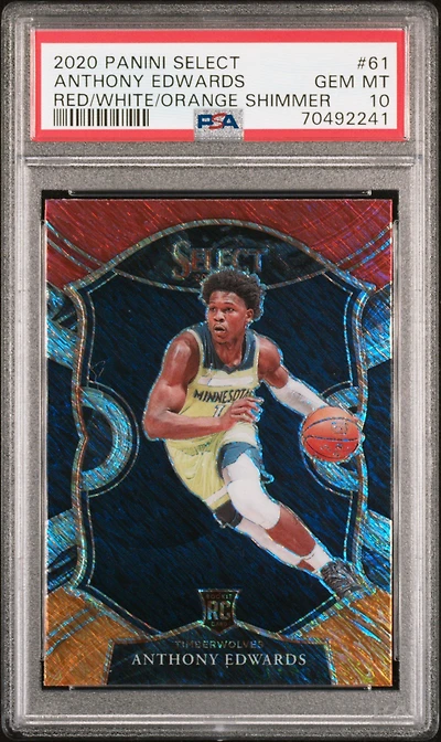 2020 Panini Select Anthony Edwards Red/white/orange Shimmer PSA
