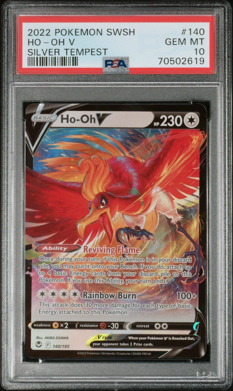 2022 Pokemon Sword & Shield Silver Tempest 140 Ho-oh V PSA