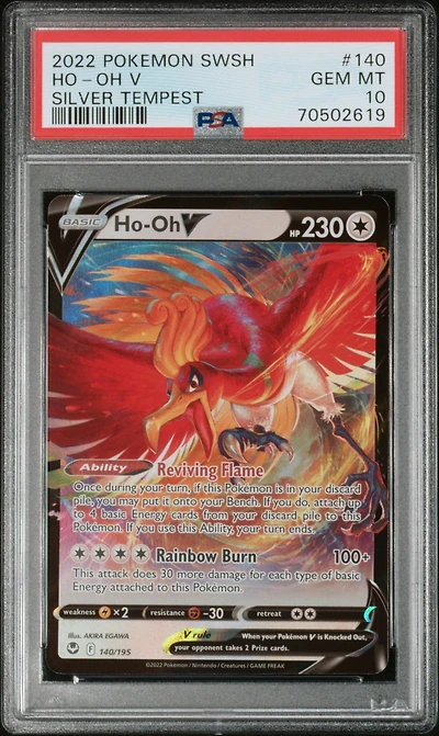 2022 Pokemon Sword & Shield Silver Tempest 140 Ho-oh V PSA