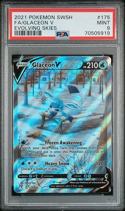 2021 Pokemon Sword & Shield Evolving Skies 175 Fa/glaceon V PSA