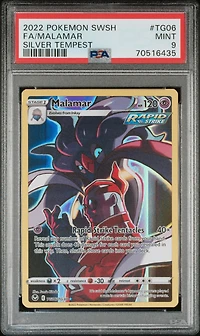 2022 Pokemon Sword & Shield Silver Tempest Tg06 Full Art/malamar PSA 9