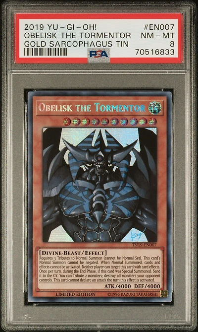 2019 Yu-gi-oh! Gold Sarcophagus Tin En007 Obelisk The Tormentor PSA 8