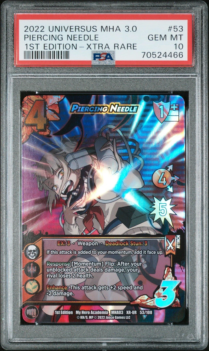 2022 Universus My Hero Academia Series 3.0 Heroes Clash 53 Piercing Needle 1st Edition-xtra Rare PSA 10