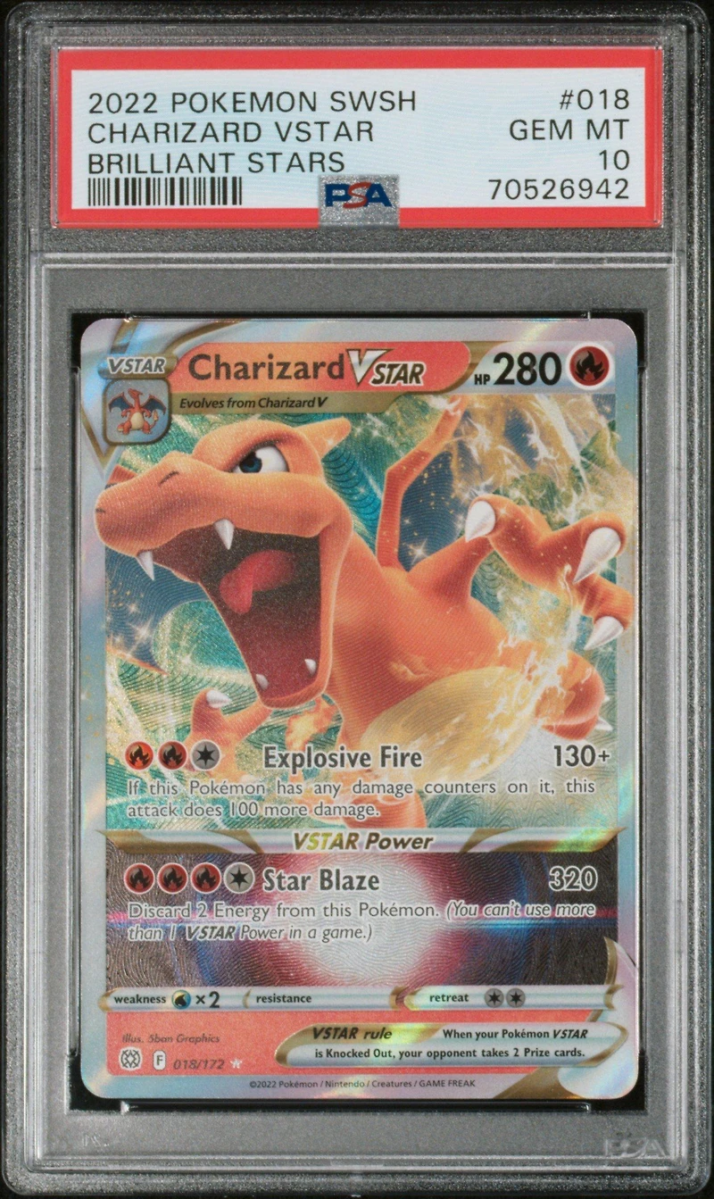 2022 Pokemon Sword & Shield Brilliant Stars 018 Charizard Vstar PSA