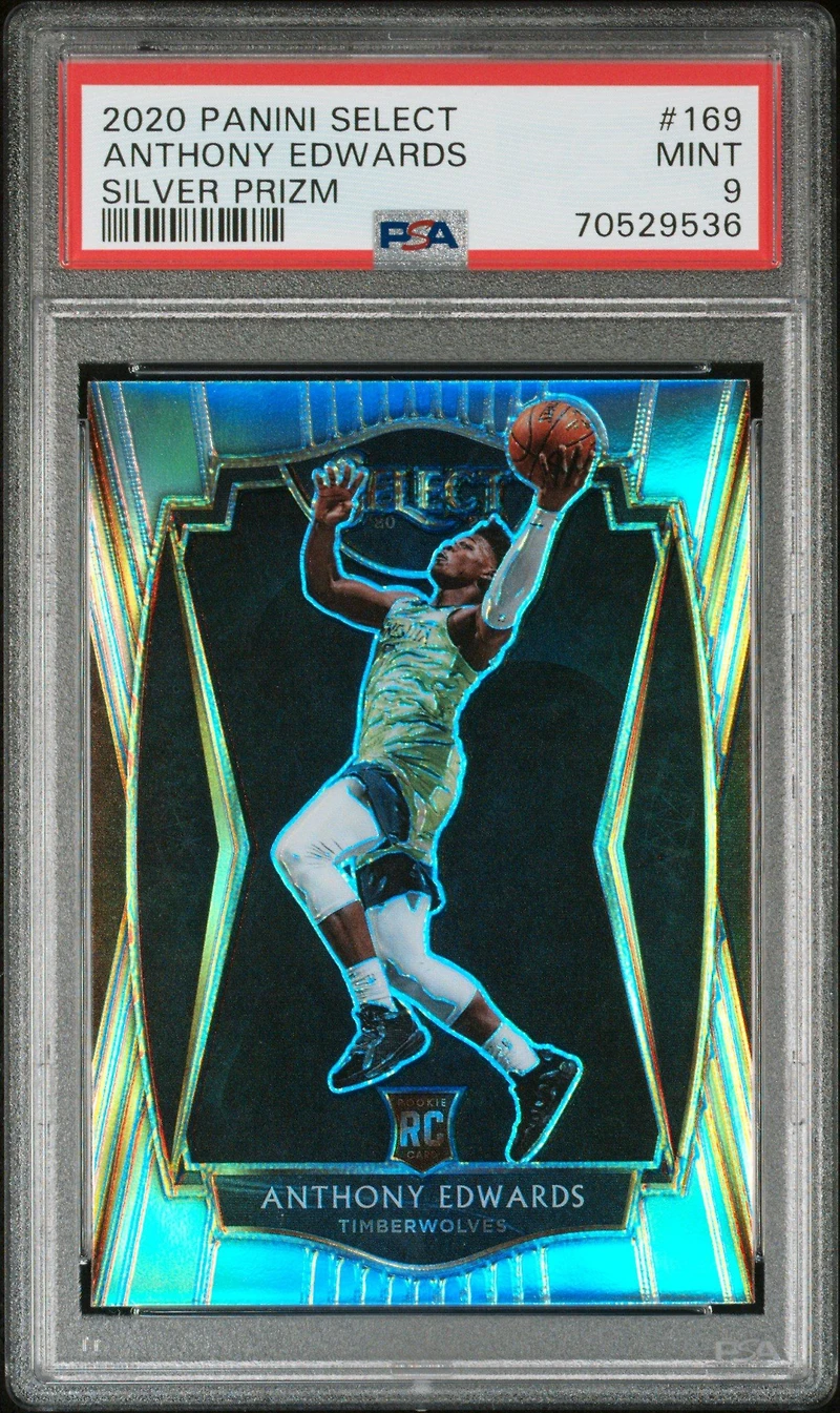 2020 Panini Select 169 Anthony Edwards Silver Prizm PSA 9