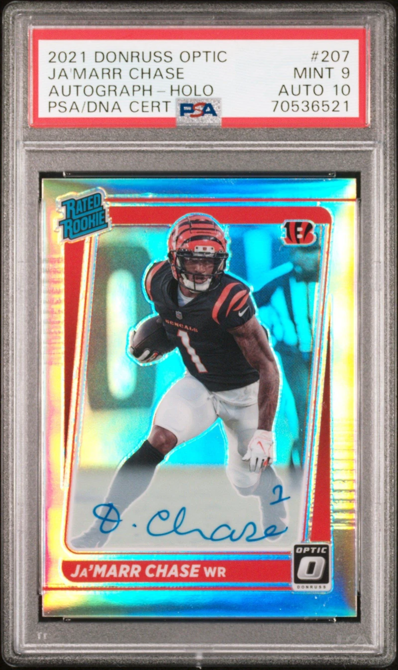 2021 Panini Donruss Optic 207 Ja'marr Chase Autograph-holo PSA 9
