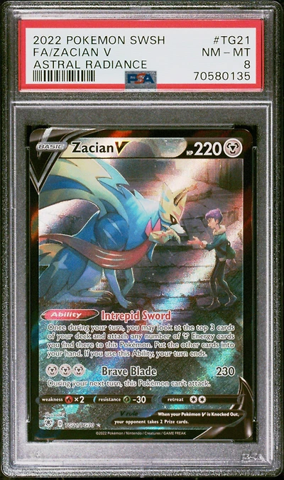 2022 Pokemon Sword & Shield Astral Radiance Tg21 Full Art/zacian V PSA