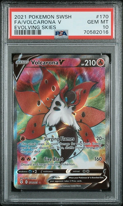 2021 Pokemon Sword & Shield Evolving Skies 170 Full Art/volcarona V PSA 10