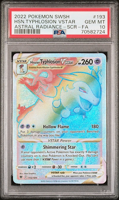 2022 Pokemon Sword & Shield Astral Radiance 193 Full Art/hisuian Typhlosion Vstar Secret PSA
