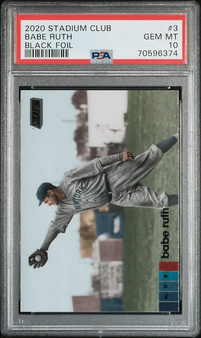 2020 Stadium Club 3 Babe Ruth Black Foil PSA 10