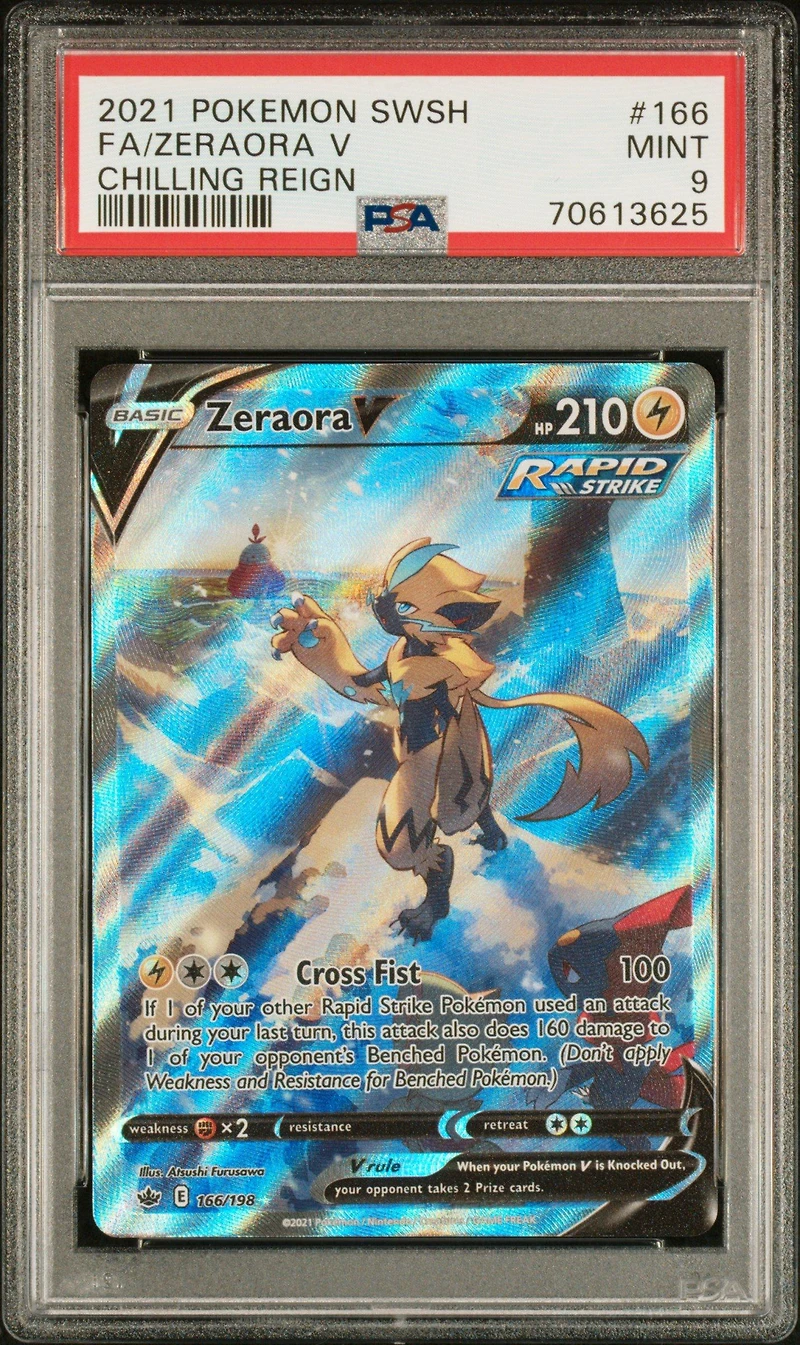2021 Pokemon Sword & Shield Chilling Reign Full Art/zeraora V PSA