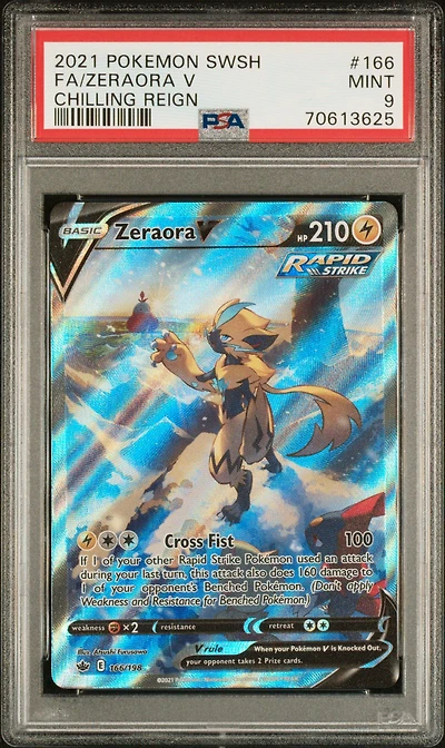 2021 Pokemon Sword & Shield Chilling Reign Full Art/zeraora V PSA