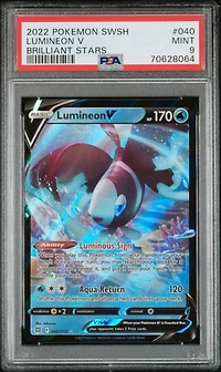 2022 Pokemon Sword & Shield Brilliant Stars 040 Lumineon V PSA 9