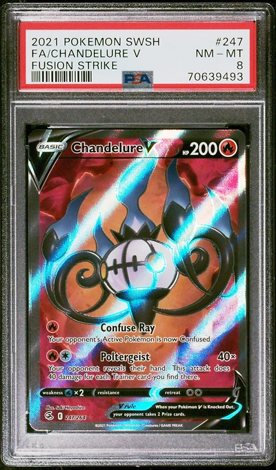2021 Pokemon Sword & Shield Fusion Strike 247 Full Art/chandelure V PSA