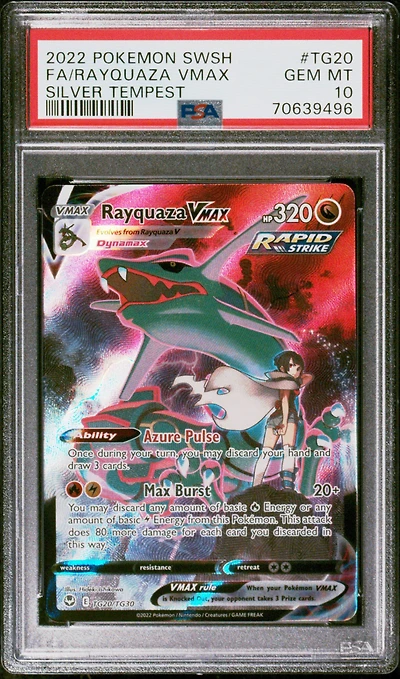 2022 Pokemon Sword & Shield Silver Tempest Tg20 Fa/rayquaza Vmax PSA