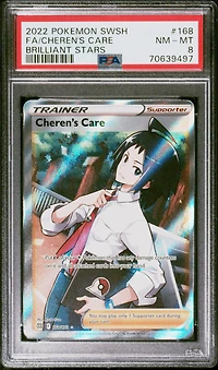 2022 Pokemon Sword & Shield Brilliant Stars 168 Full Art/cheren's Care PSA
