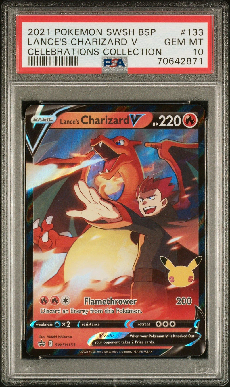 2021 Pokemon Swsh Black Star Promo 133 Lance's Charizard V PSA 10