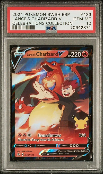 2021 Pokemon Swsh Black Star Promo 133 Lance's Charizard V PSA 10
