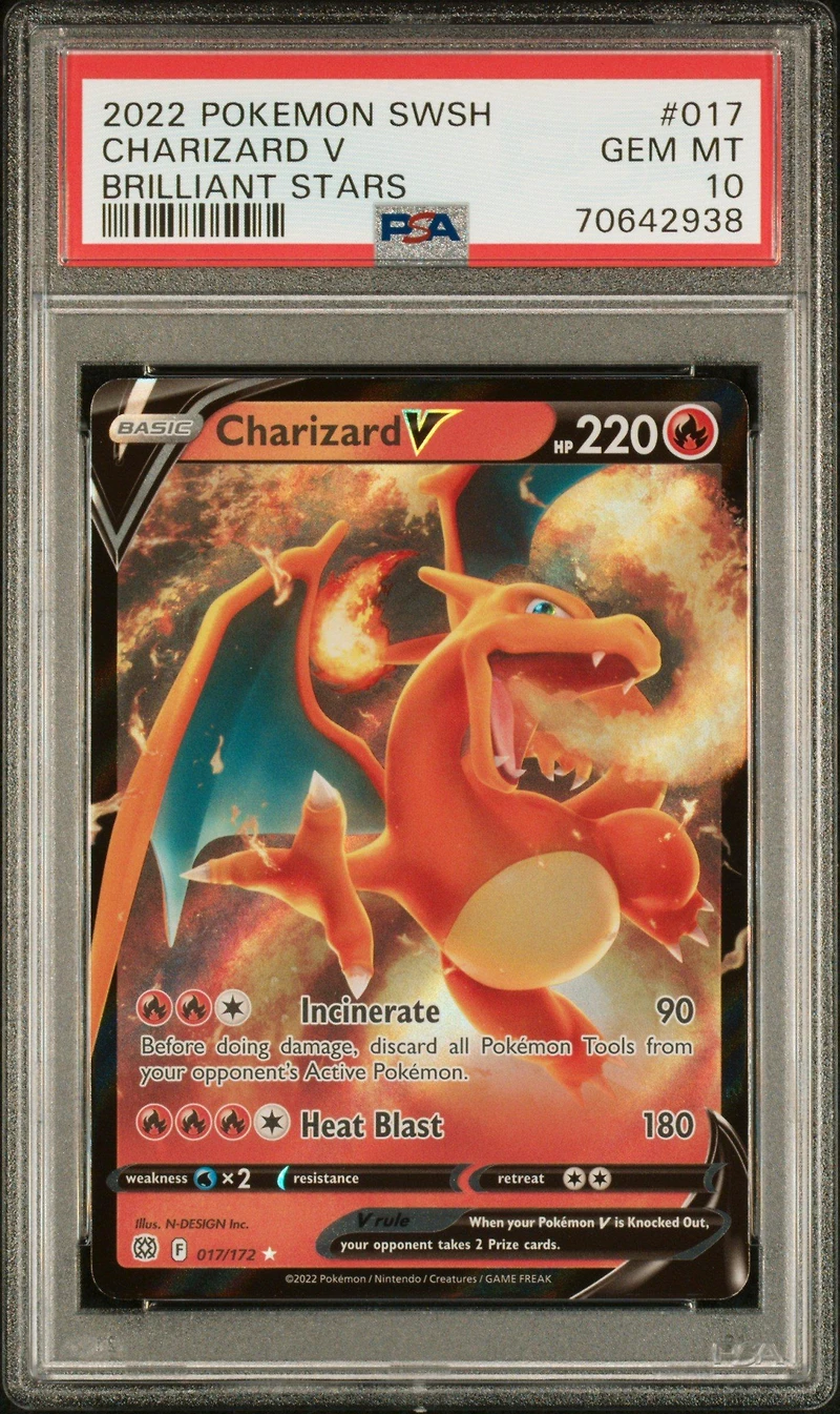 2022 Pokemon Sword & Shield Brilliant Stars 017 Charizard V PSA