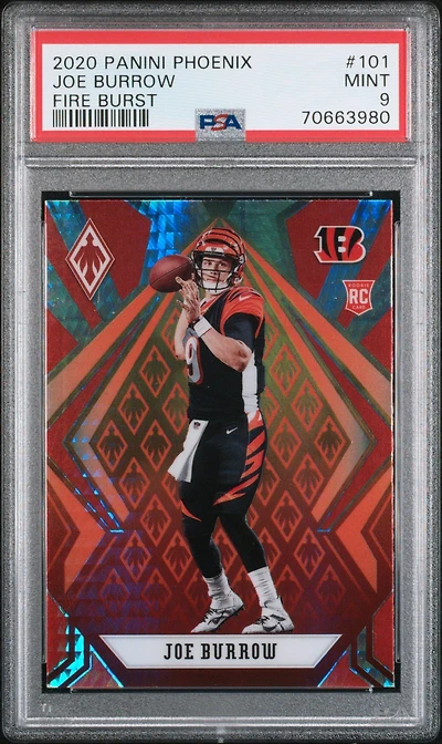 2020 Panini Phoenix 101 Joe Burrow Fire Burst PSA