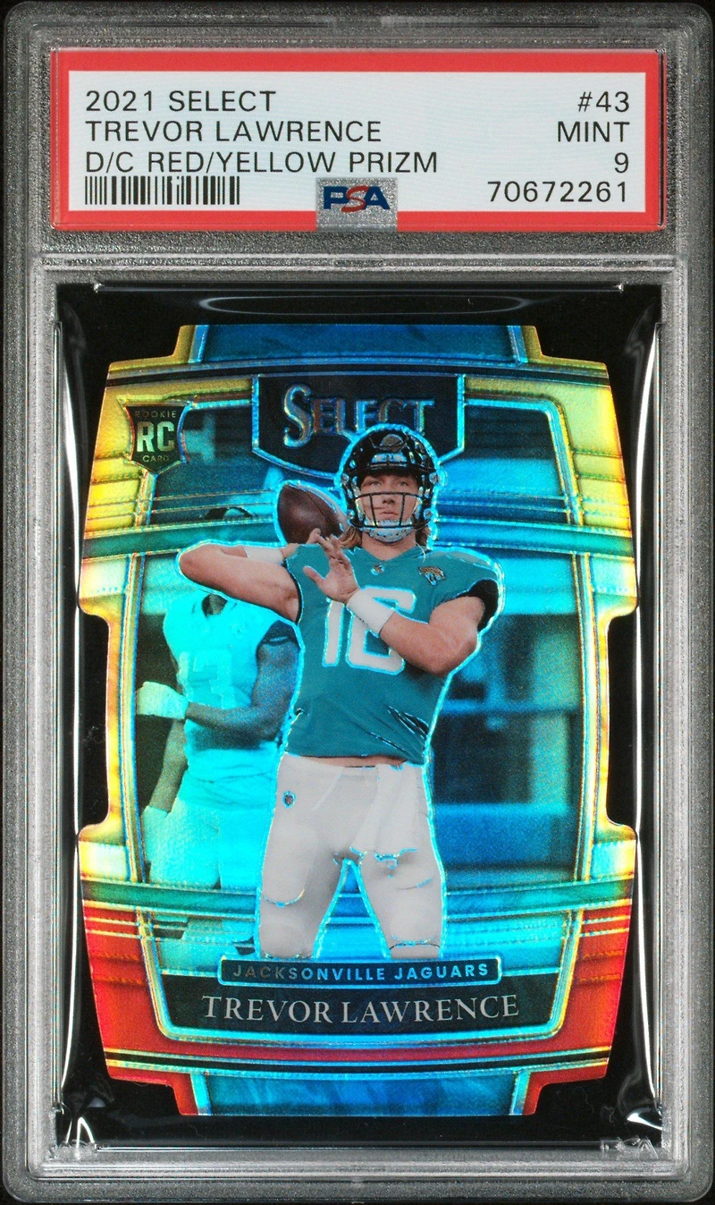 2021 Panini Select 43 Trevor Lawrence Die-cut Red/yellow Prizm PSA 9