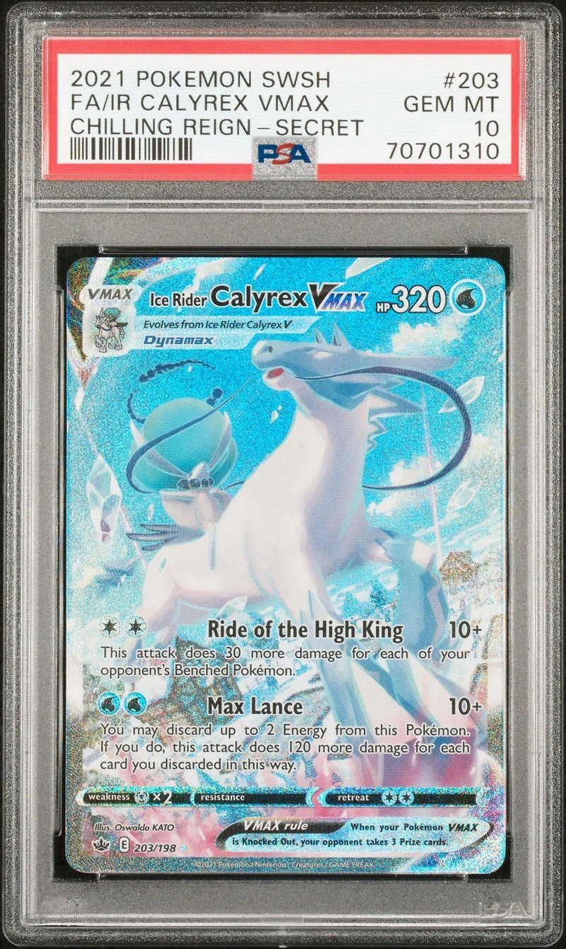 2021 Pokemon Sword & Shield Chilling Reign Full Art/ice Rider Calyrex Vmax Secret PSA