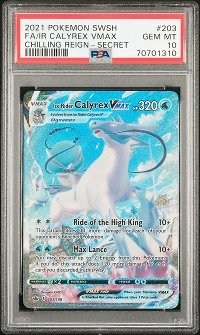2021 Pokemon Sword & Shield Chilling Reign Full Art/ice Rider Calyrex Vmax Secret PSA